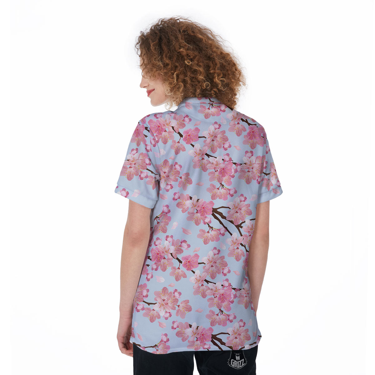 Cherry Blossom Tree Japanese Print Pattern Women's Golf Shirts-grizzshop