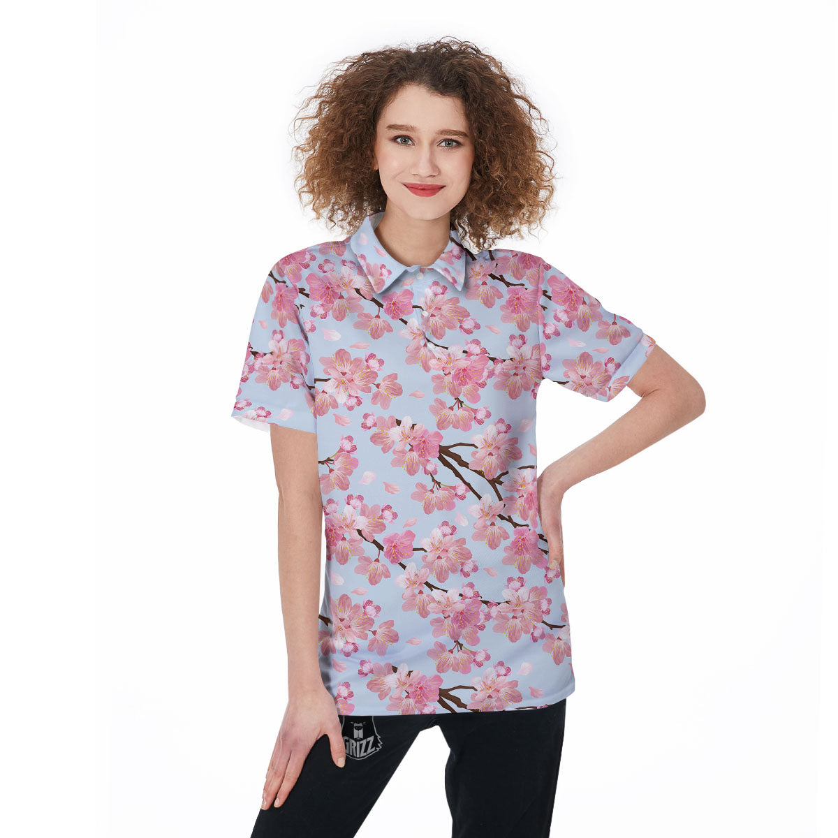 Cherry Blossom Tree Japanese Print Pattern Women's Golf Shirts-grizzshop