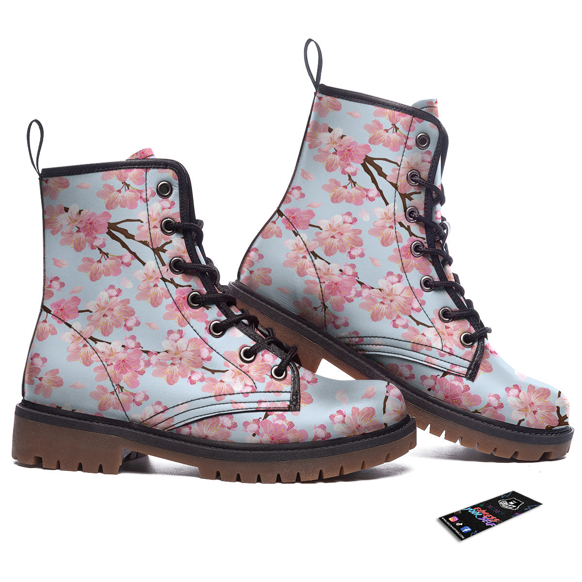 Cherry Blossom Tree Japanese Print Pattern Work Boots-grizzshop