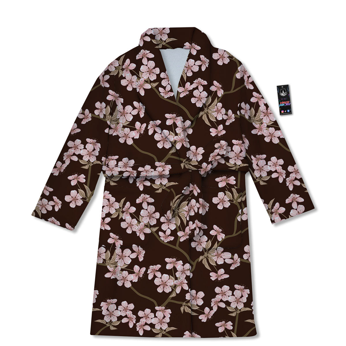 Cherry Blossom Vintage Print Pattern Bathrobe-grizzshop