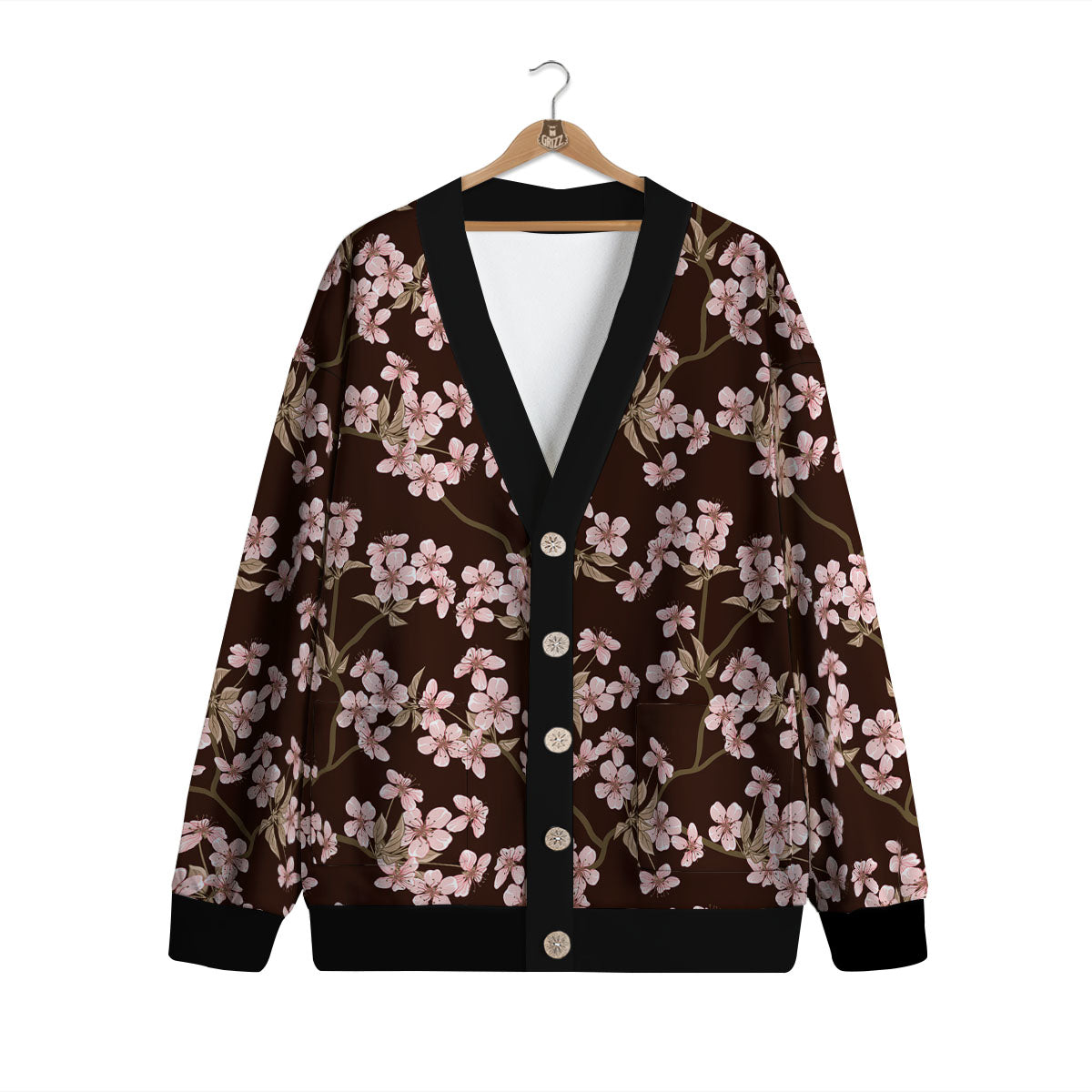 Cherry Blossom Vintage Print Pattern Cardigan-grizzshop