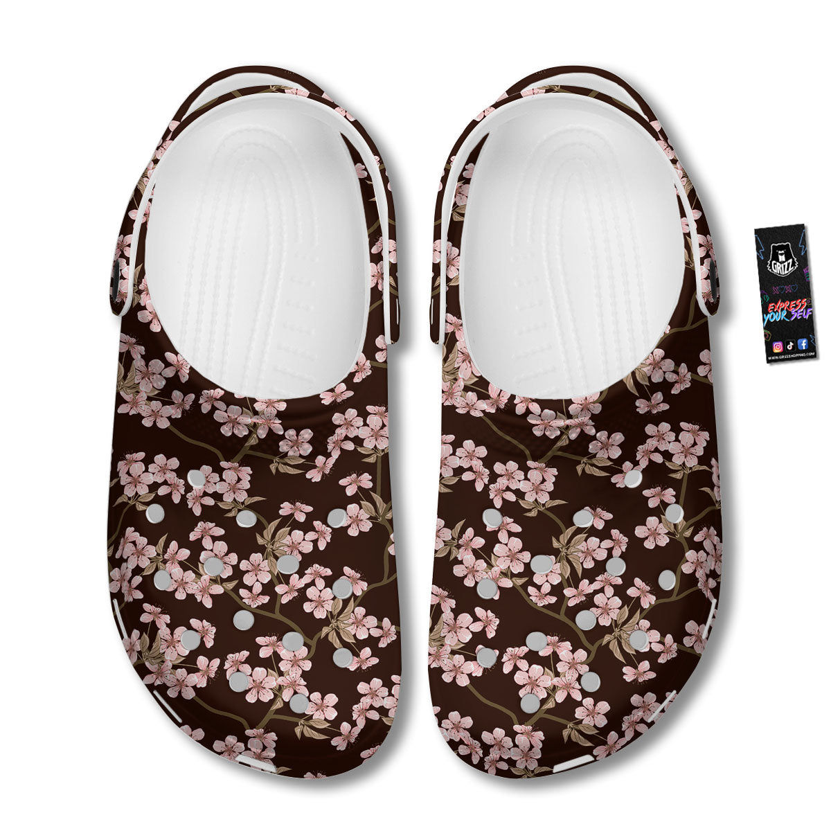 Cherry Blossom Vintage Print Pattern Clog-grizzshop