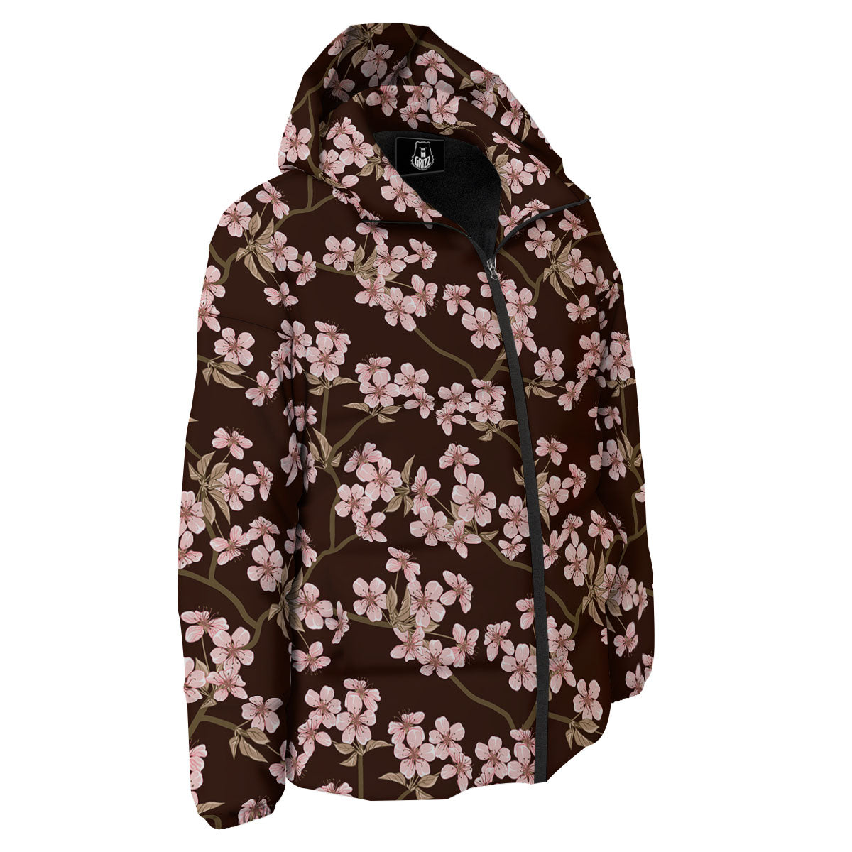 Cherry Blossom Vintage Print Pattern Down Jacket-grizzshop
