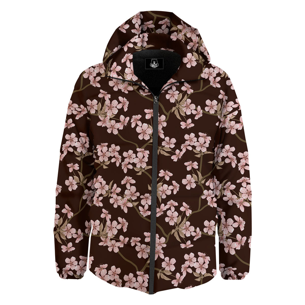 Cherry Blossom Vintage Print Pattern Down Jacket-grizzshop