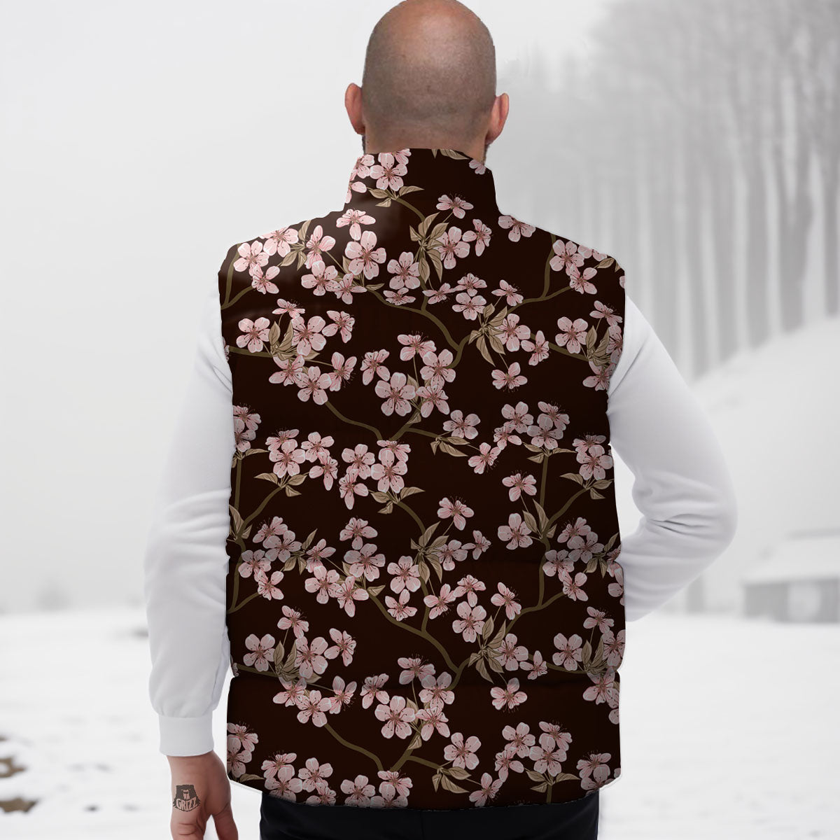 Cherry Blossom Vintage Print Pattern Down Vest