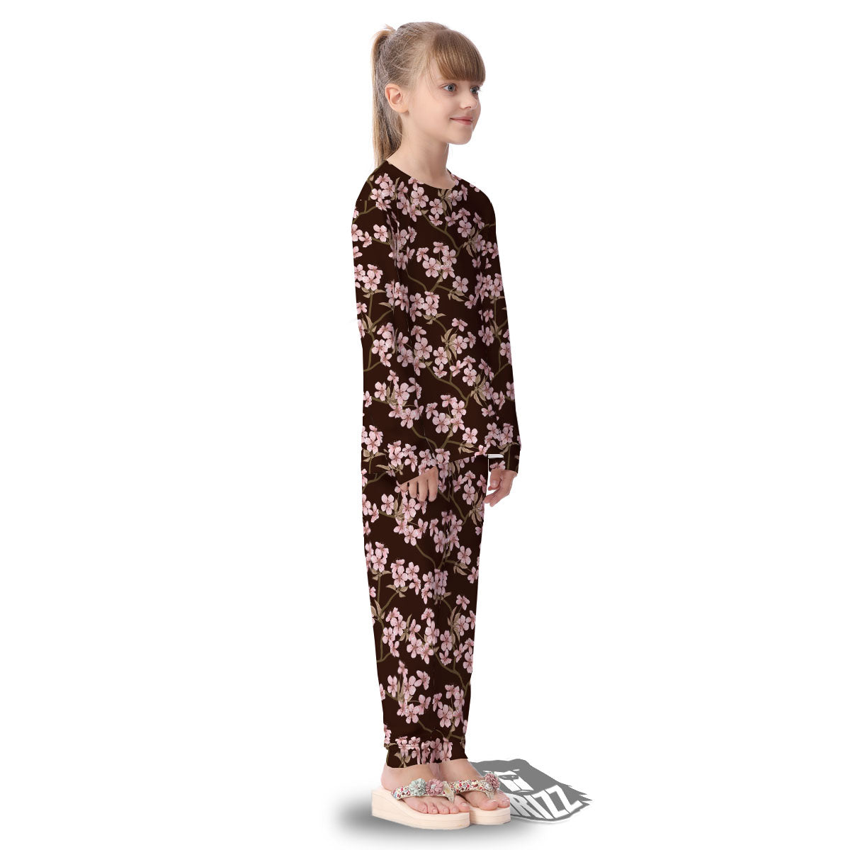 Cherry Blossom Vintage Print Pattern Kid's Pajamas-grizzshop