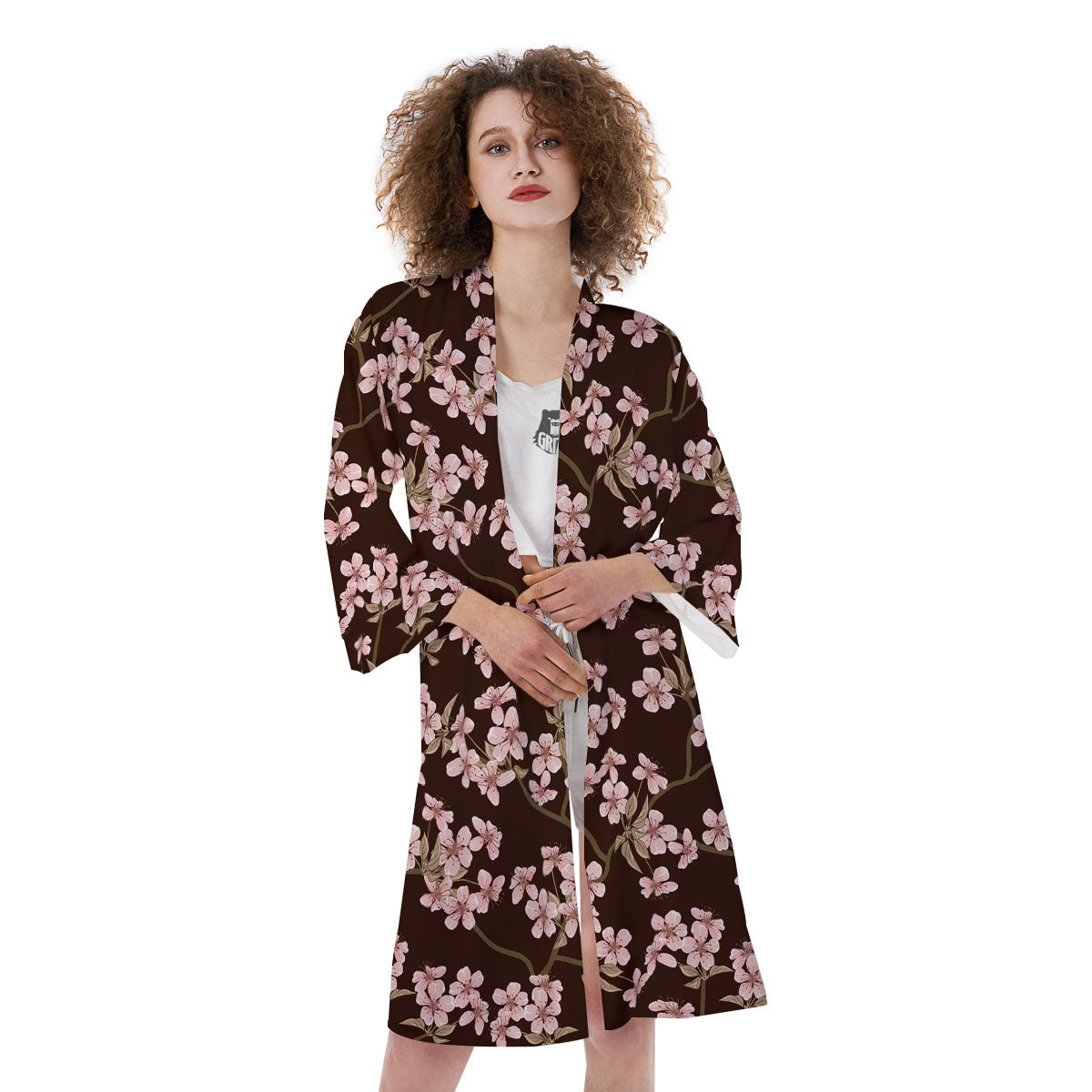 Cherry Blossom Vintage Print Pattern Kimono-grizzshop