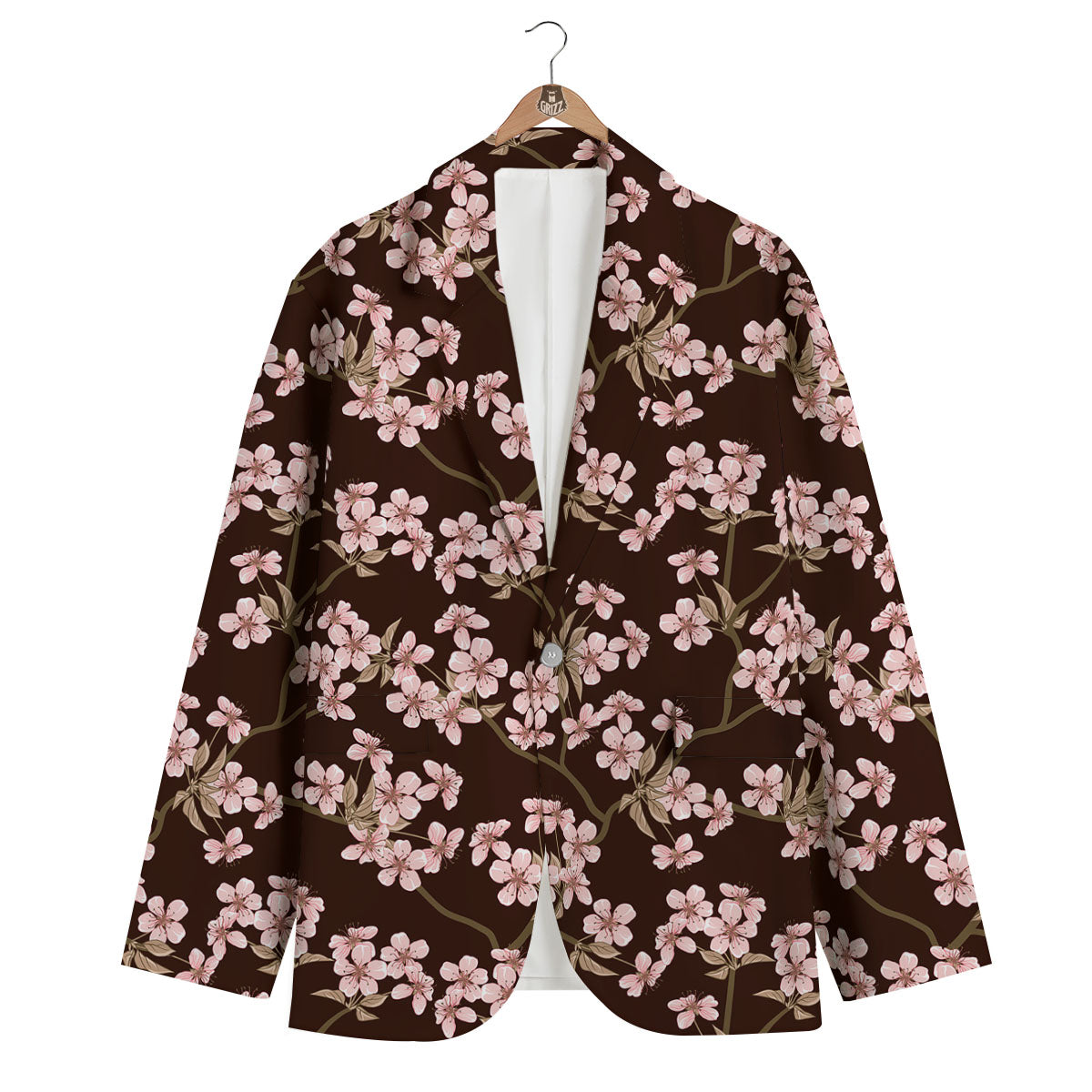 Cherry Blossom Vintage Print Pattern Men's Blazer-grizzshop