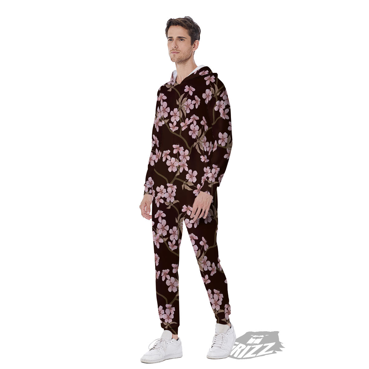 Cherry Blossom Vintage Print Pattern Men's Jumpsuit-grizzshop