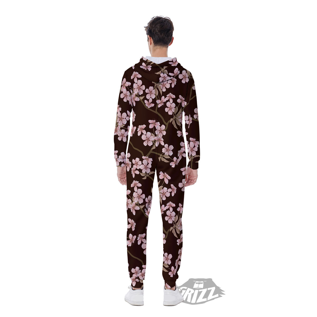 Cherry Blossom Vintage Print Pattern Men's Jumpsuit-grizzshop