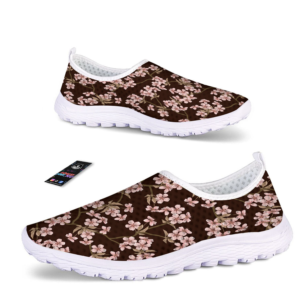 Cherry Blossom Vintage Print Pattern Nurse Shoes-grizzshop