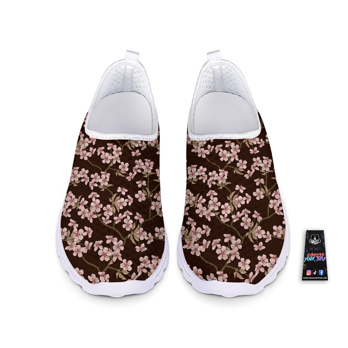 Cherry Blossom Vintage Print Pattern Nurse Shoes-grizzshop