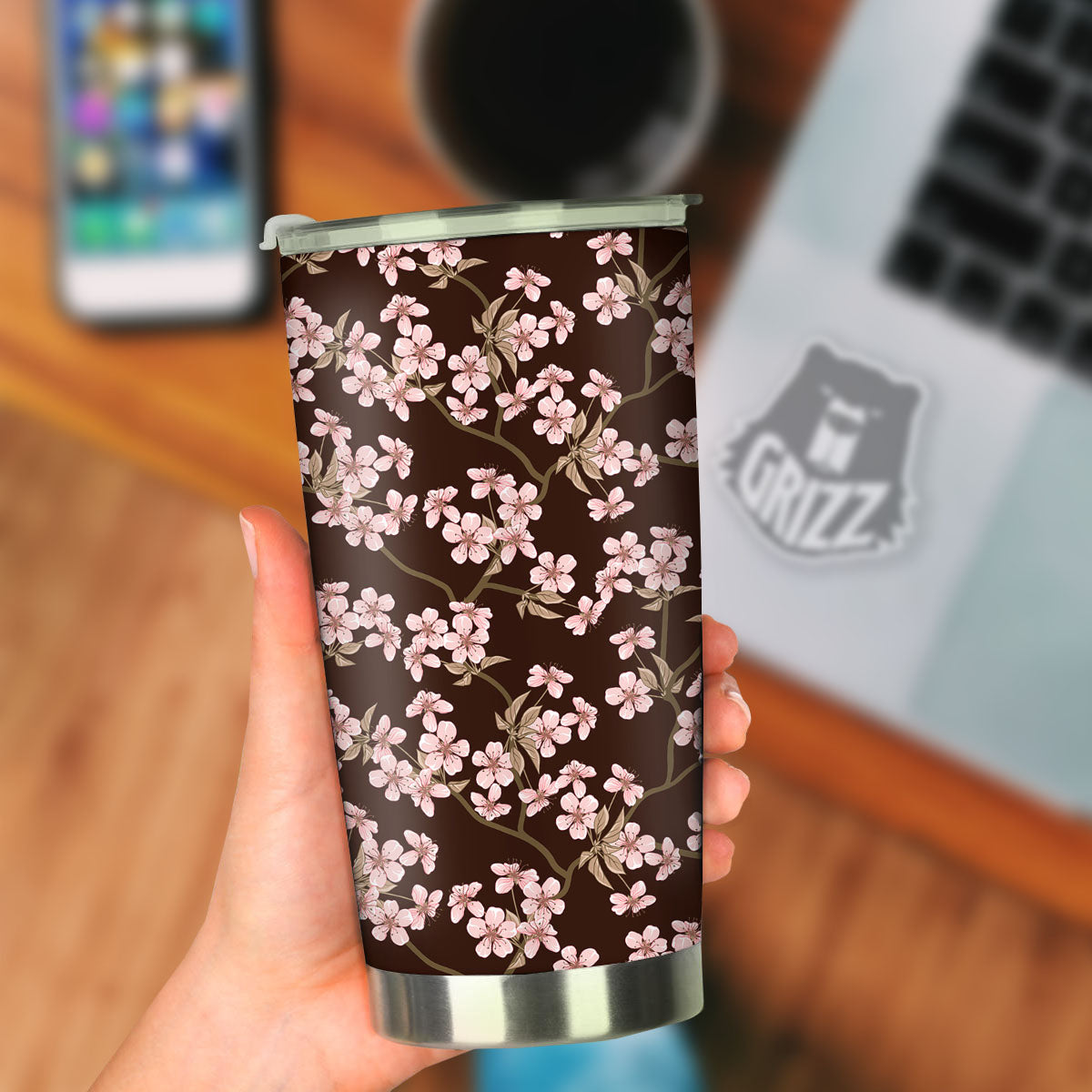 Cherry Blossom Vintage Print Pattern Tumbler-grizzshop
