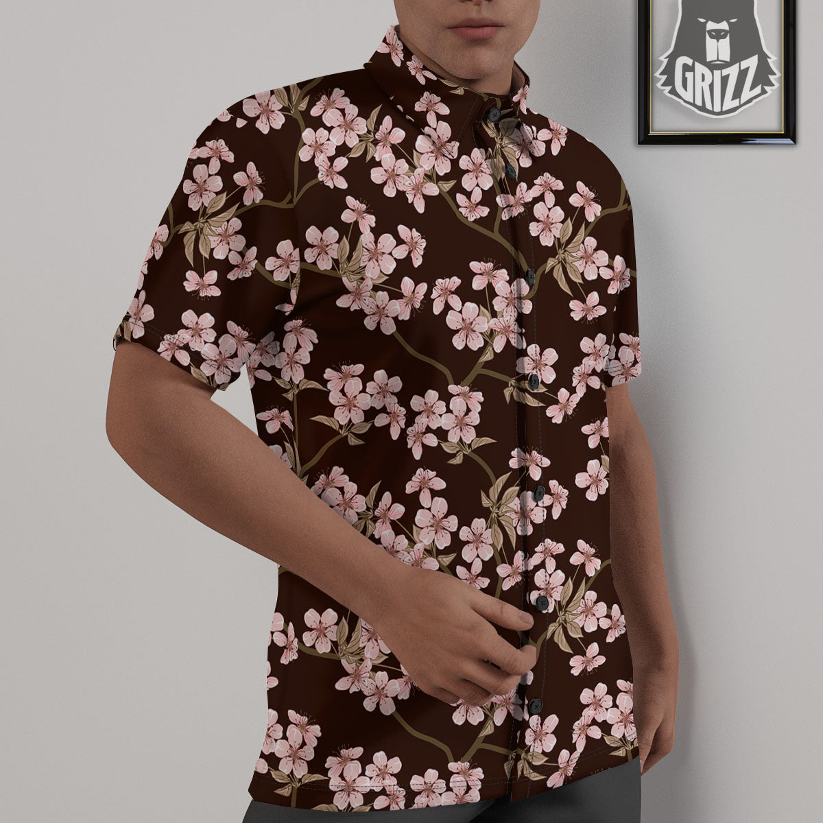 Cherry Blossom Vintage Print Pattern Untucked Shirts-grizzshop