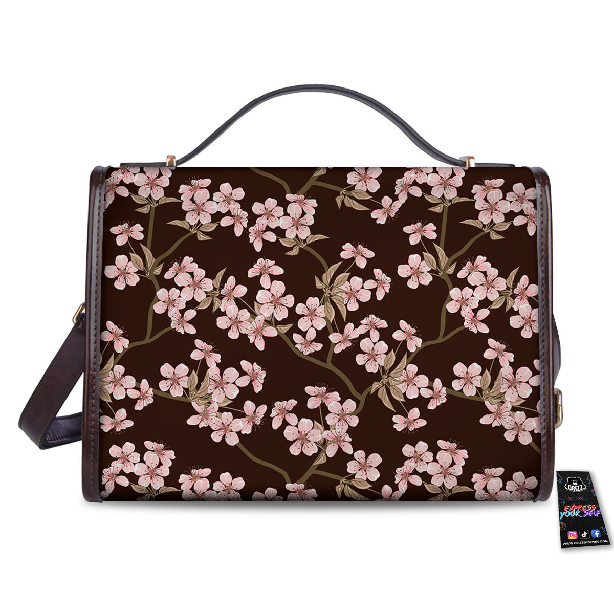 Cherry Blossom Vintage Print Pattern Women's Satchel Bag-grizzshop