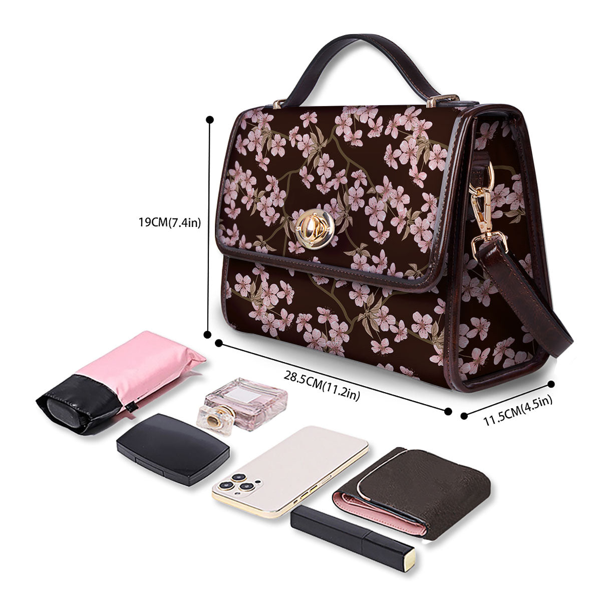 Cherry Blossom Vintage Print Pattern Women's Satchel Bag-grizzshop