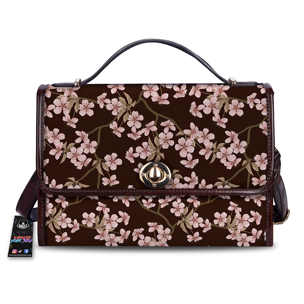 Cherry Blossom Vintage Print Pattern Women's Satchel Bag-grizzshop