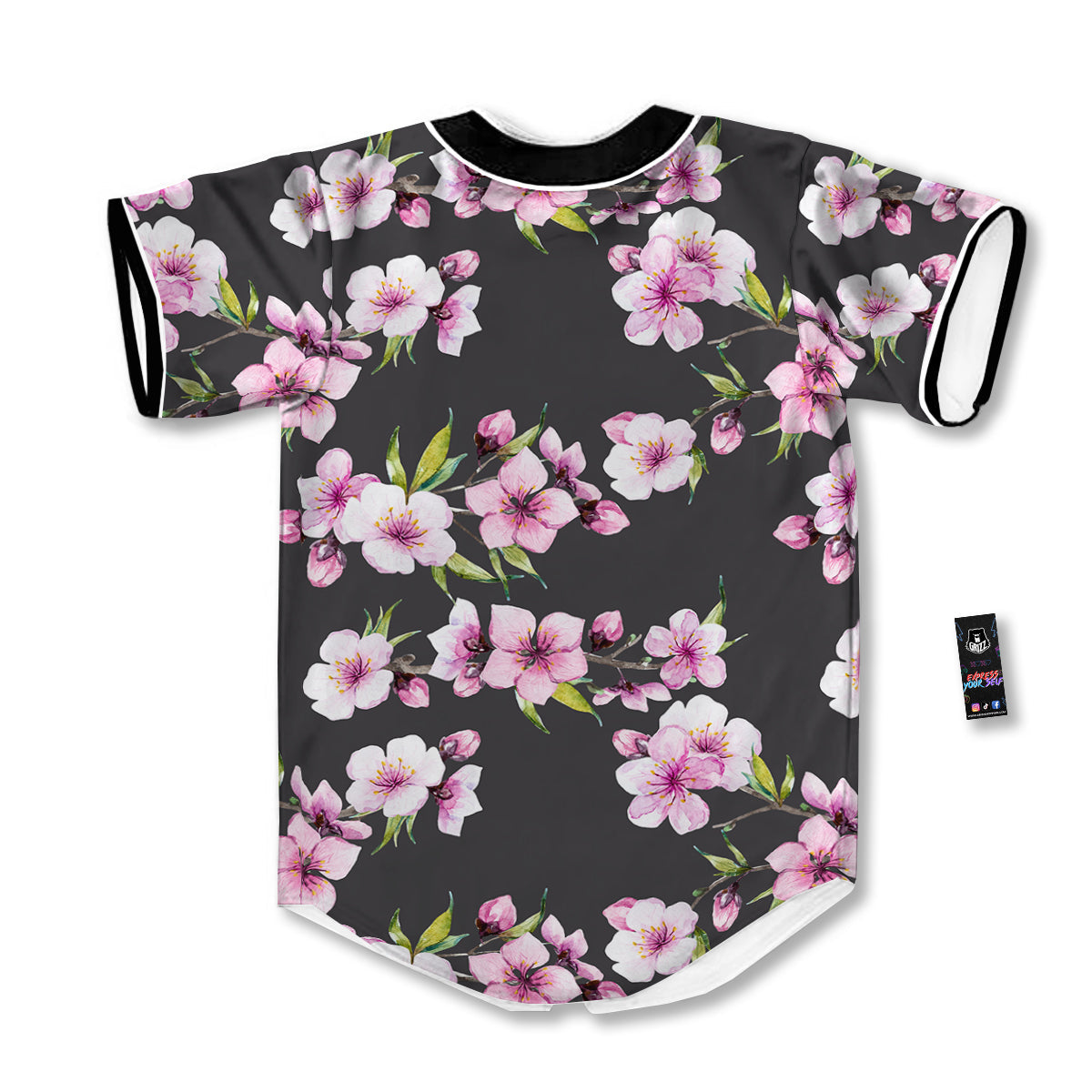 Cherry Blossom Watercolor Print Pattern Baseball Jersey-grizzshop