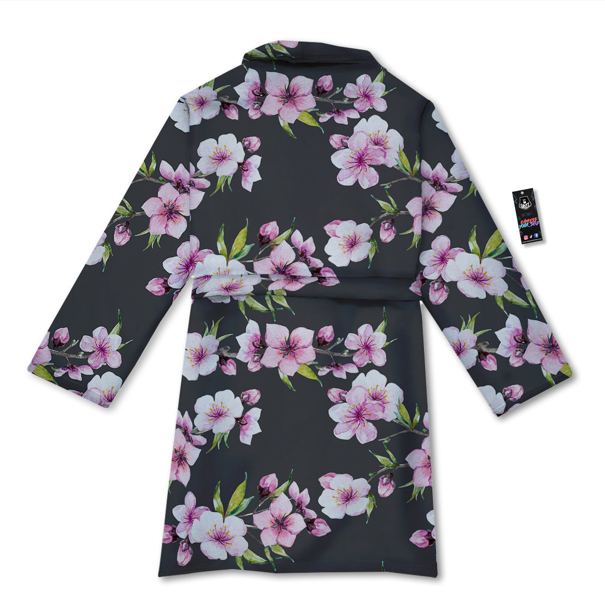 Cherry Blossom Watercolor Print Pattern Bathrobe-grizzshop