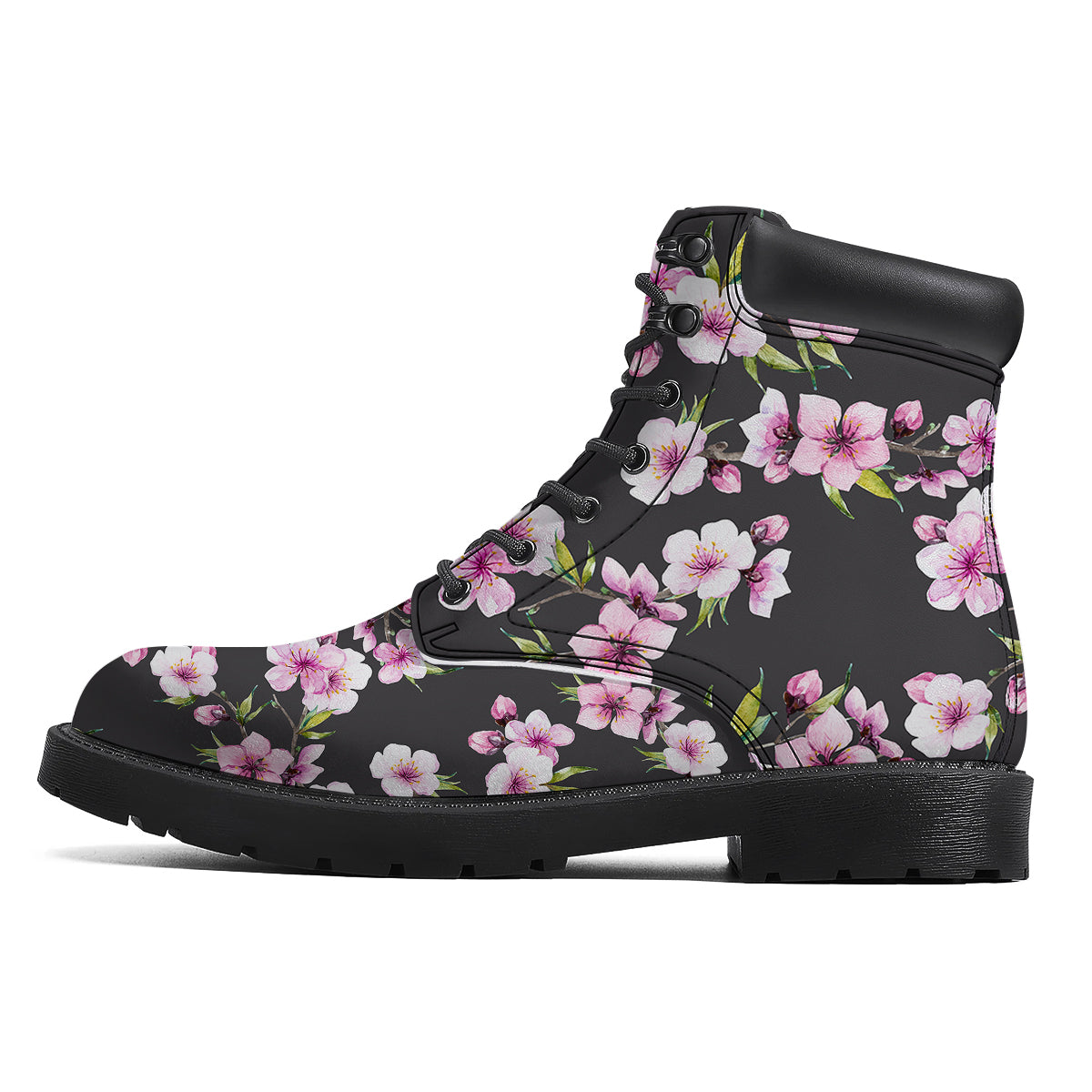 Cherry Blossom Watercolor Print Pattern Boots-grizzshop