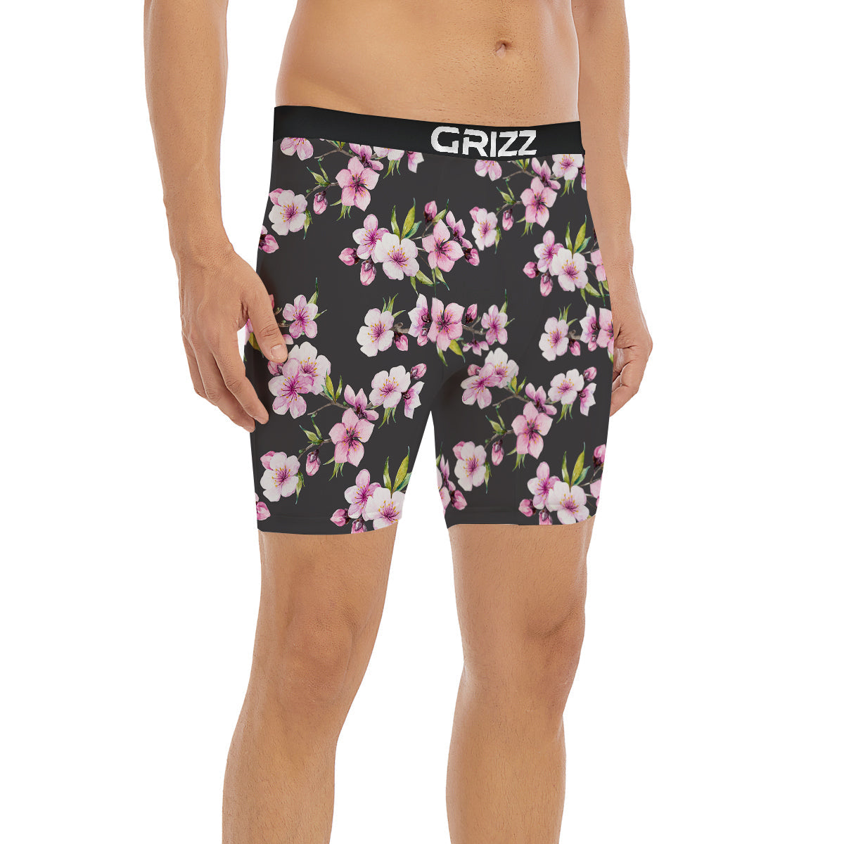 Cherry Blossom Watercolor Print Pattern Boxer Briefs-grizzshop