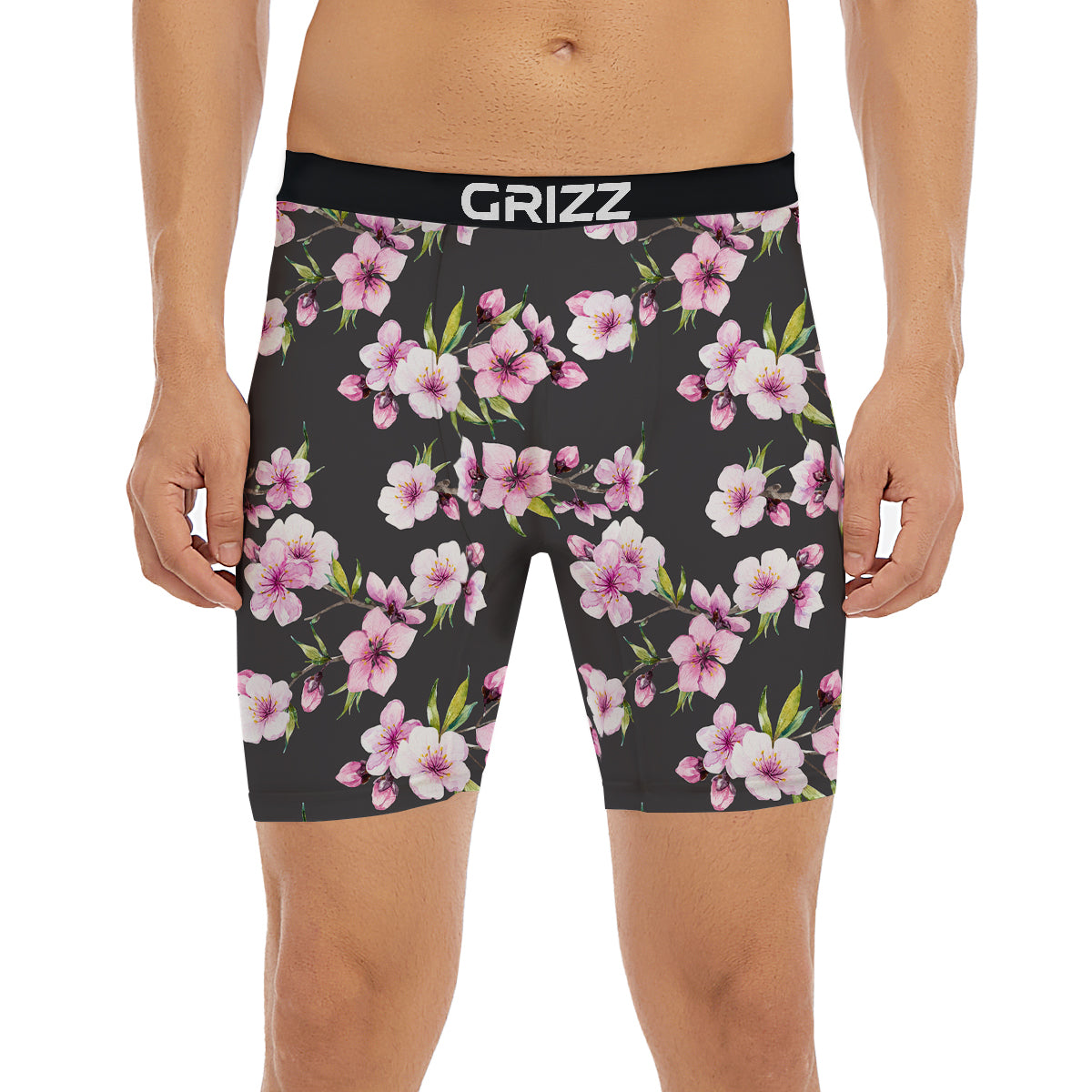 Cherry Blossom Watercolor Print Pattern Boxer Briefs-grizzshop