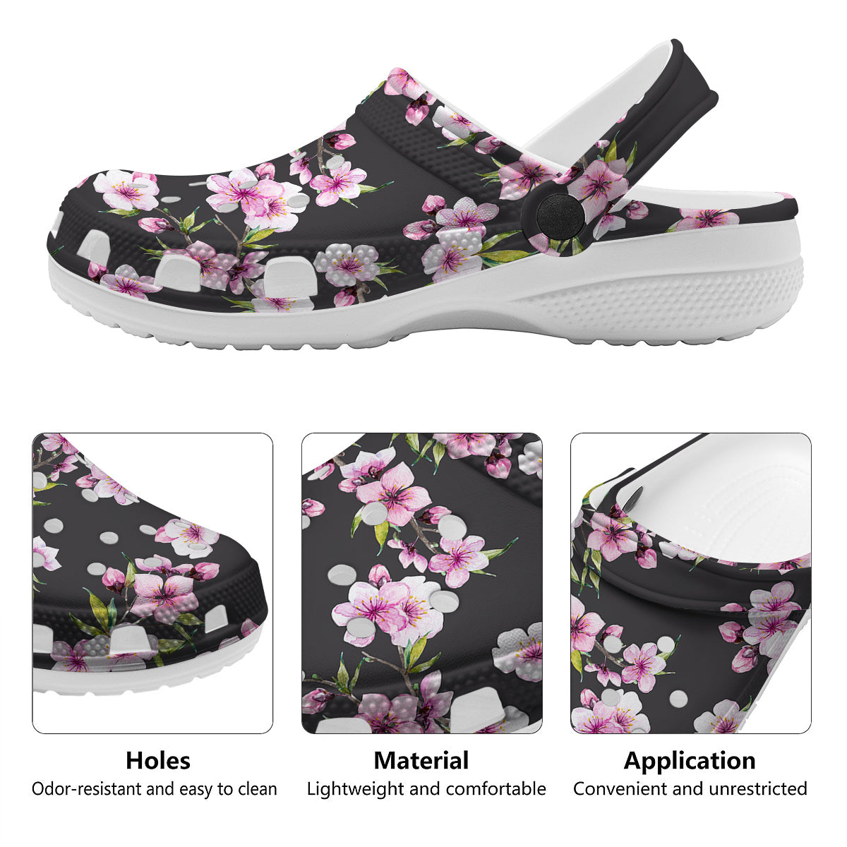 Cherry Blossom Watercolor Print Pattern Clog-grizzshop