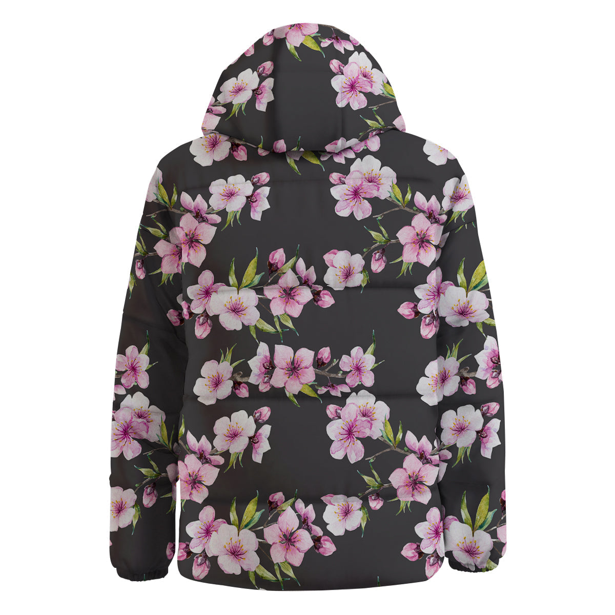 Cherry Blossom Watercolor Print Pattern Down Jacket-grizzshop