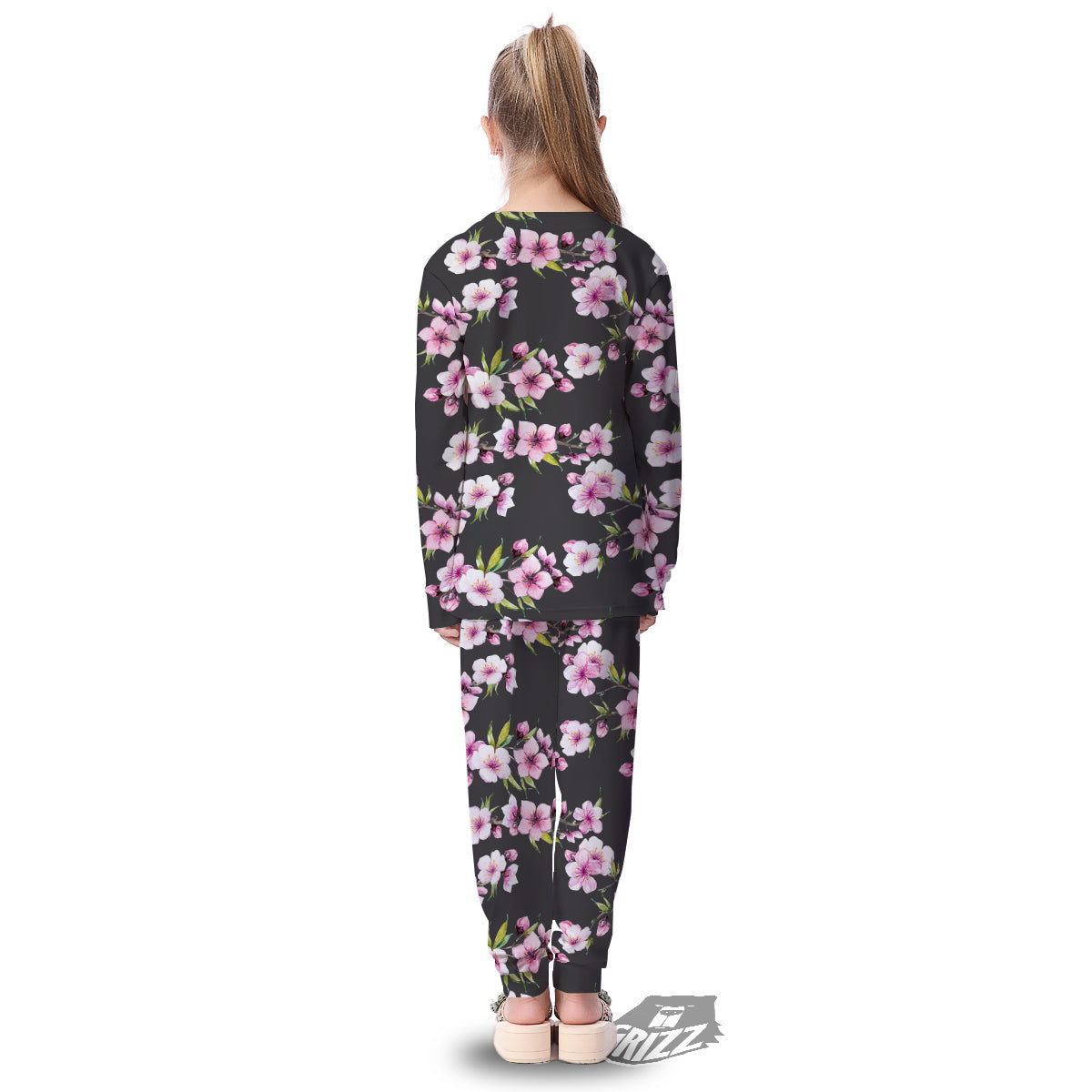 Cherry Blossom Watercolor Print Pattern Kid's Pajamas-grizzshop