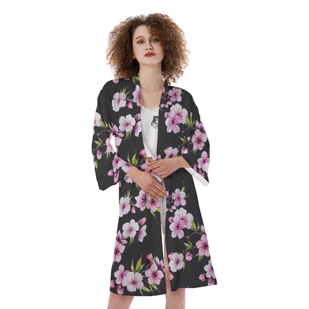Cherry Blossom Watercolor Print Pattern Kimono-grizzshop