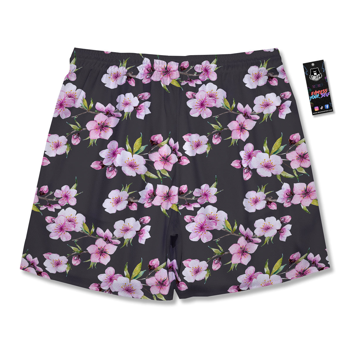 Cherry Blossom Watercolor Print Pattern Men's Running Shorts-grizzshop