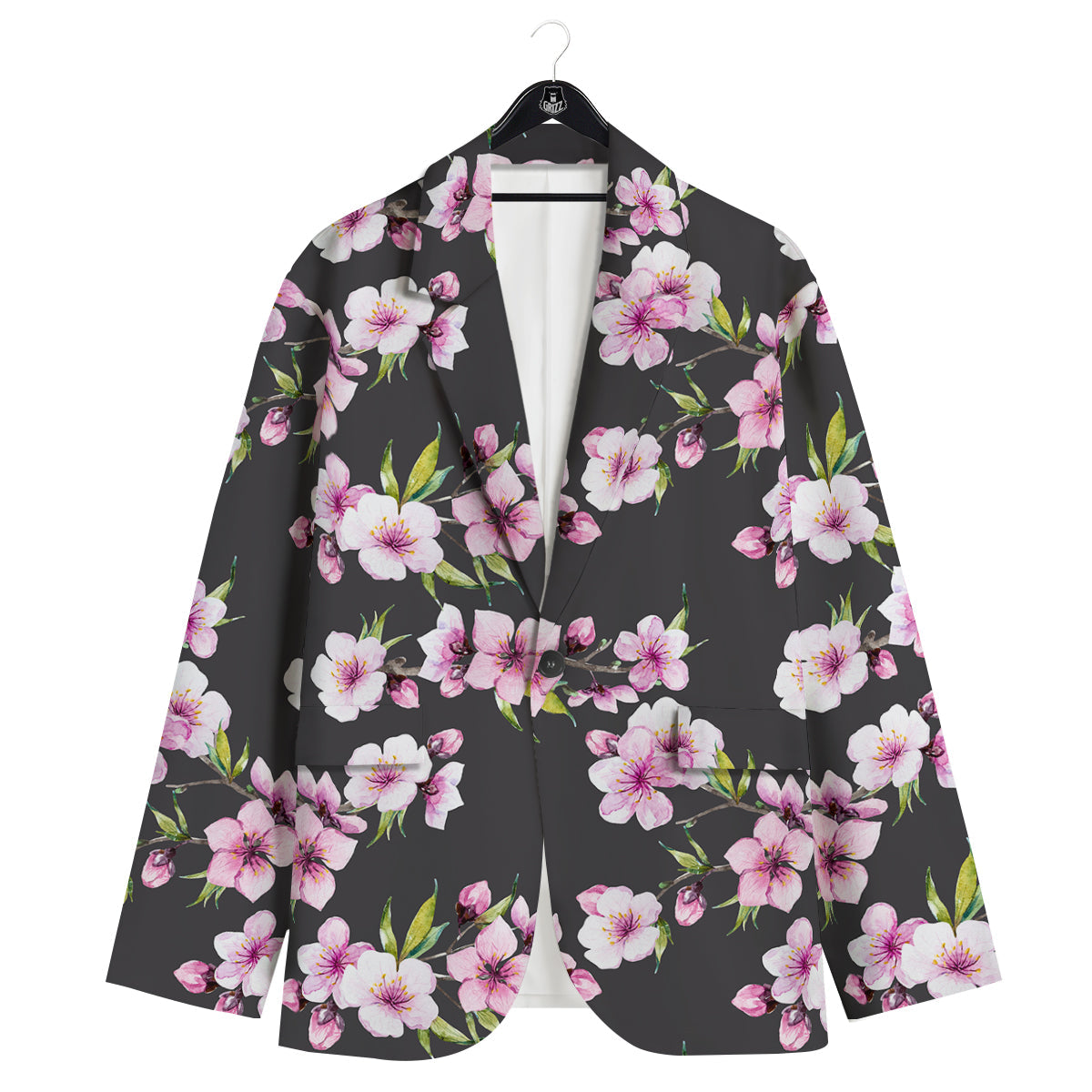 Cherry Blossom Watercolor Print Pattern Men's Sport Coat-grizzshop