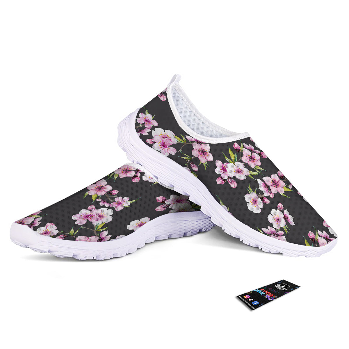 Cherry Blossom Watercolor Print Pattern Nurse Shoes-grizzshop