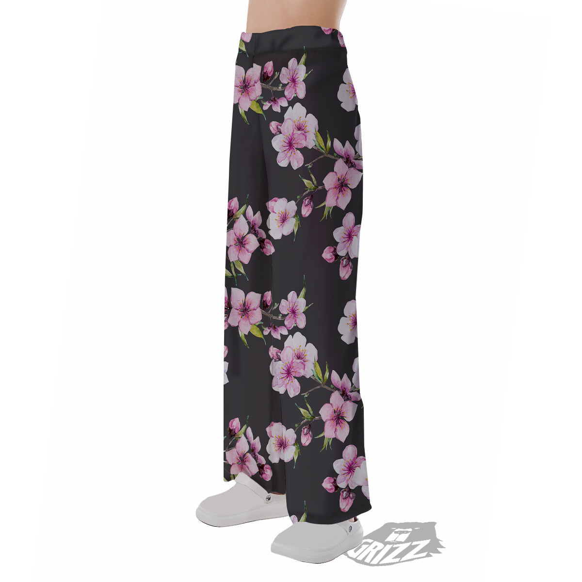 Cherry Blossom Watercolor Print Pattern Pajama Pants-grizzshop