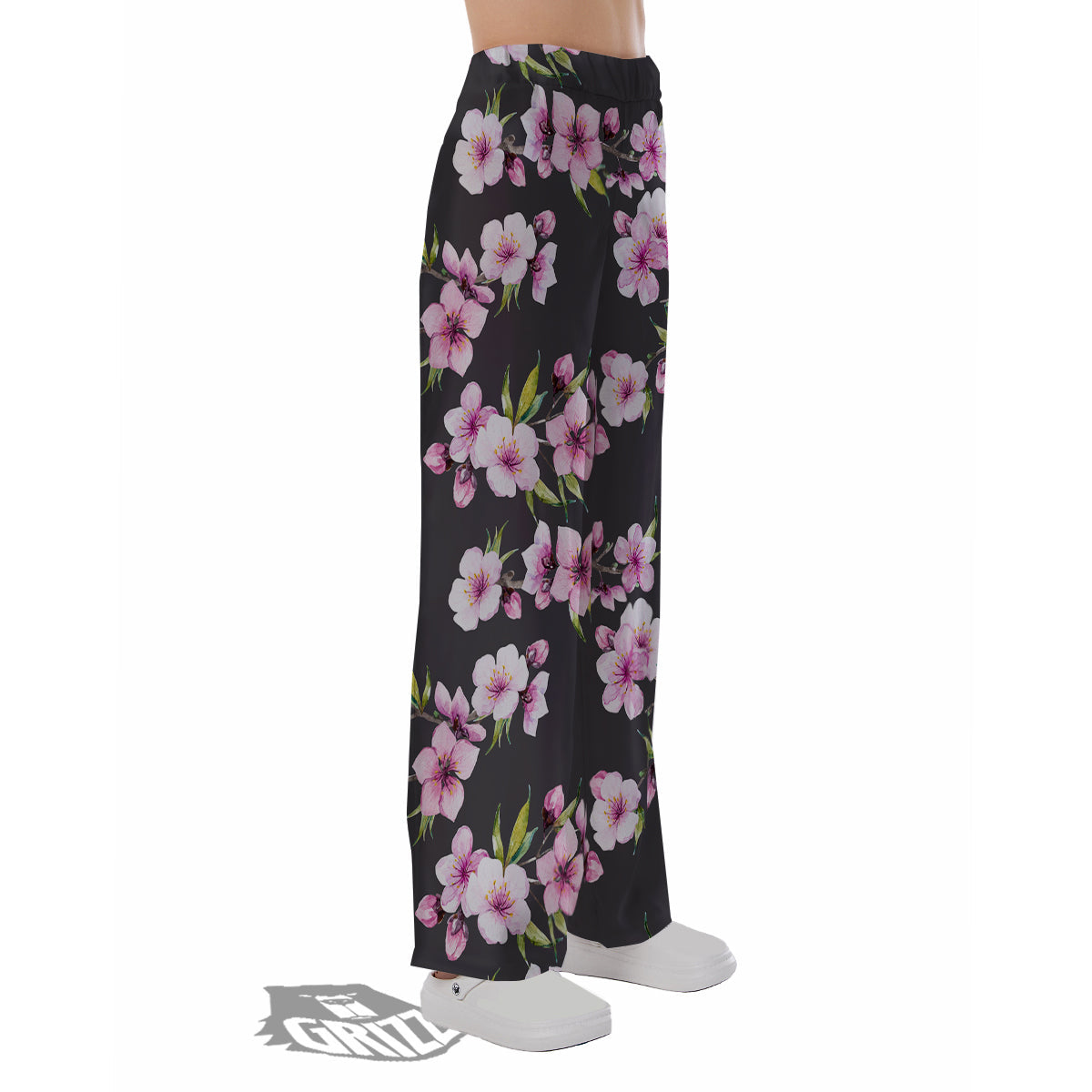 Cherry Blossom Watercolor Print Pattern Pajama Pants-grizzshop