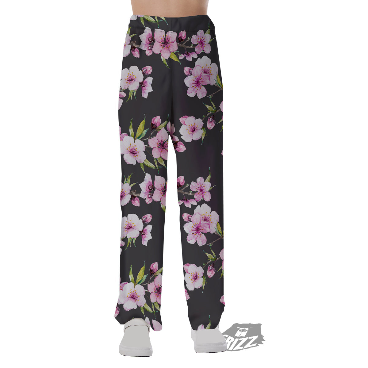 Cherry Blossom Watercolor Print Pattern Pajama Pants-grizzshop