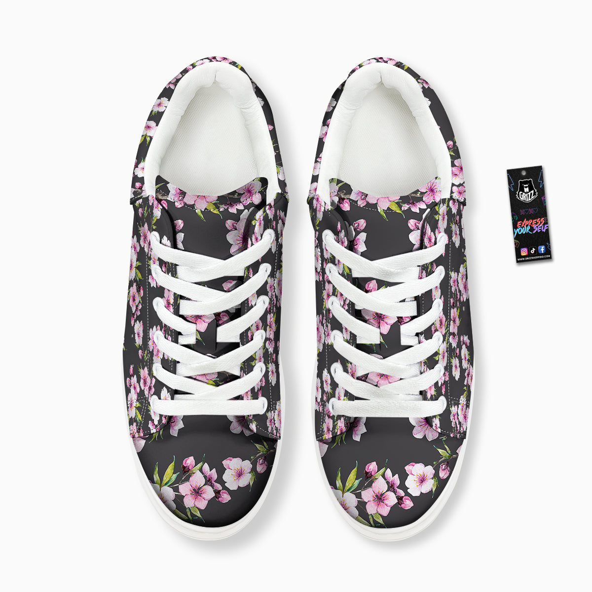 Cherry Blossom Watercolor Print Pattern Platform Shoes-grizzshop