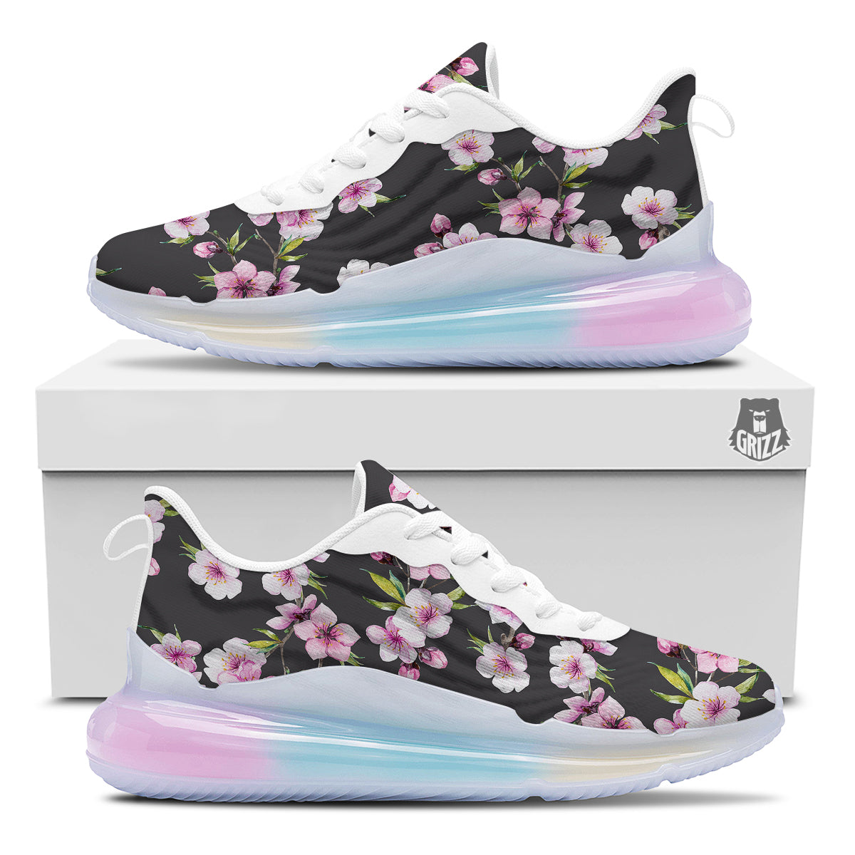Cherry Blossom Watercolor Print Pattern Running Sneakers-grizzshop