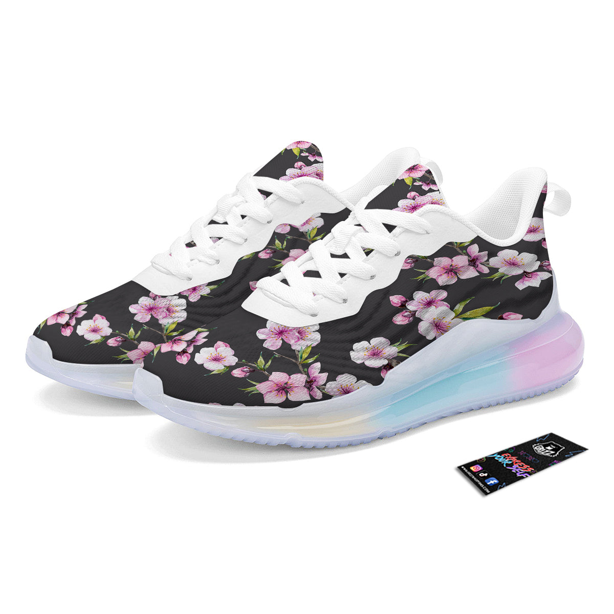 Cherry Blossom Watercolor Print Pattern Running Sneakers-grizzshop