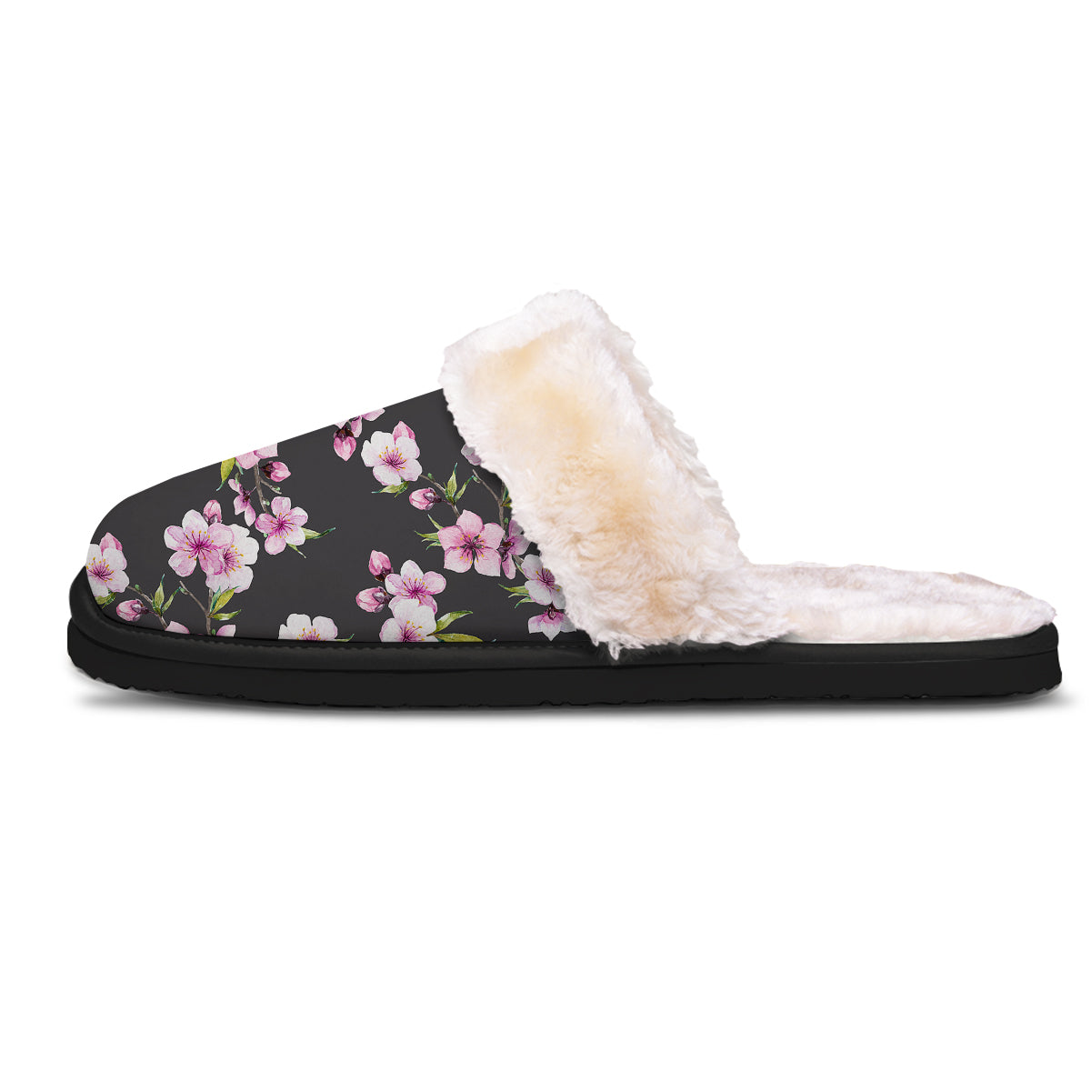 Cherry Blossom Watercolor Print Pattern Slippers-grizzshop