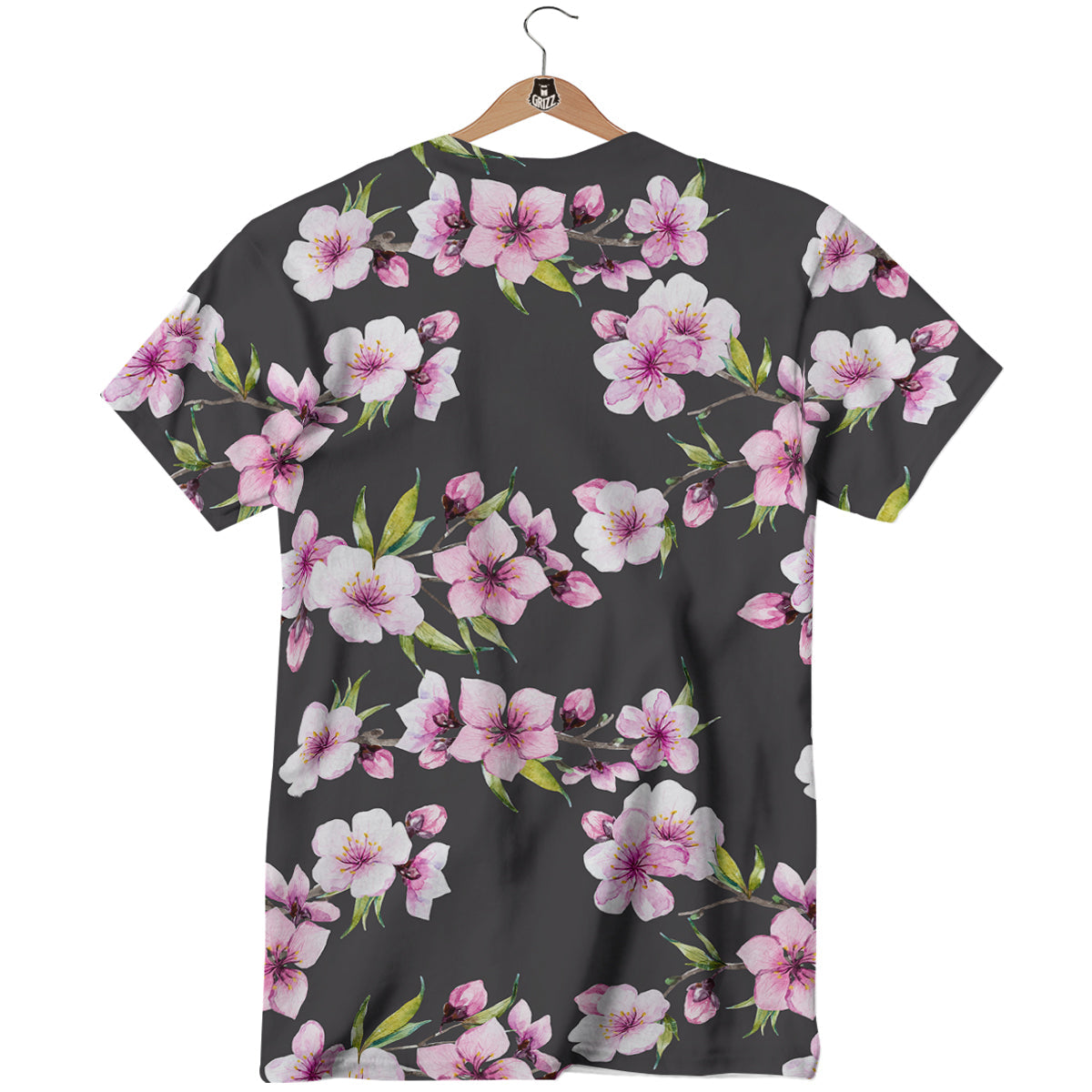 Cherry Blossom Watercolor Print Pattern T-Shirt-grizzshop
