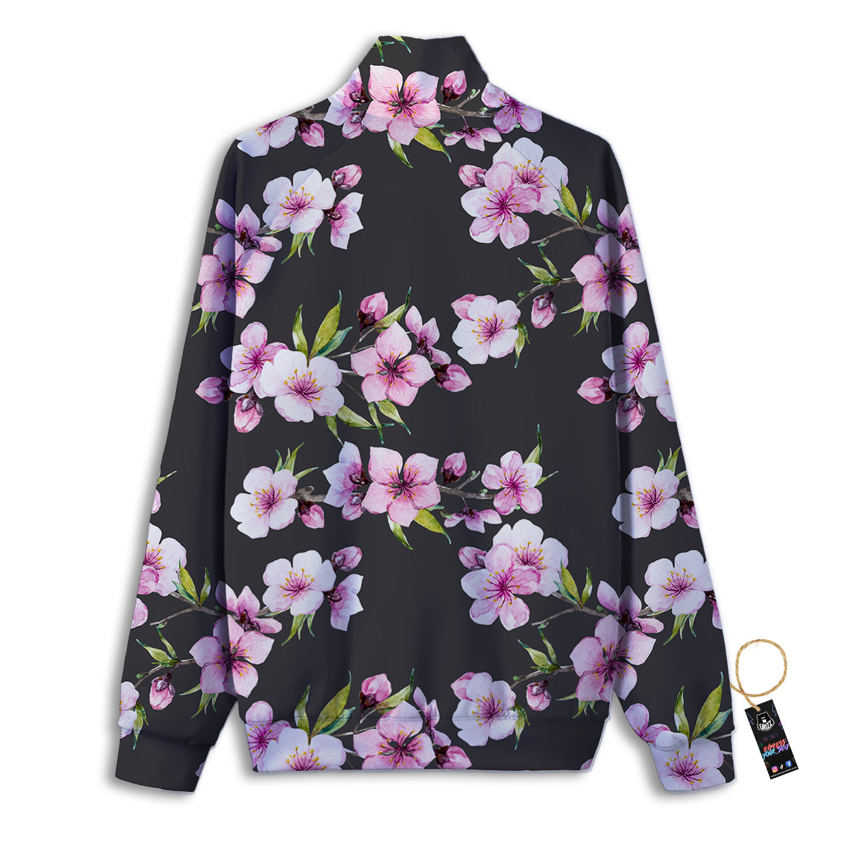Cherry Blossom Watercolor Print Pattern Track Jacket-grizzshop