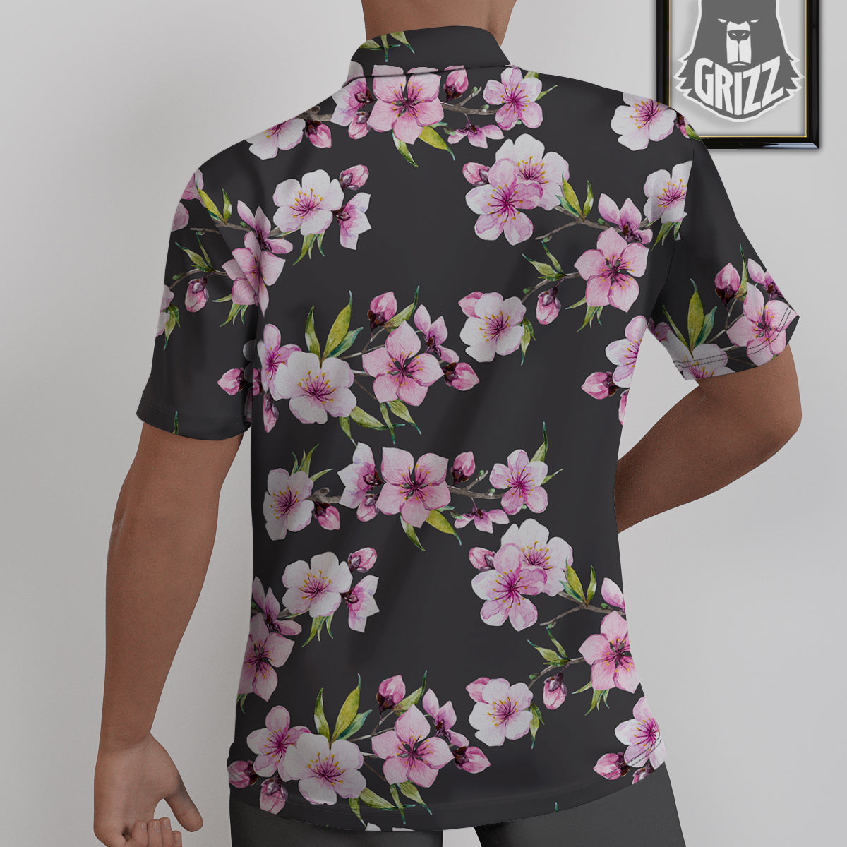 Cherry Blossom Watercolor Print Pattern Untucked Shirts-grizzshop
