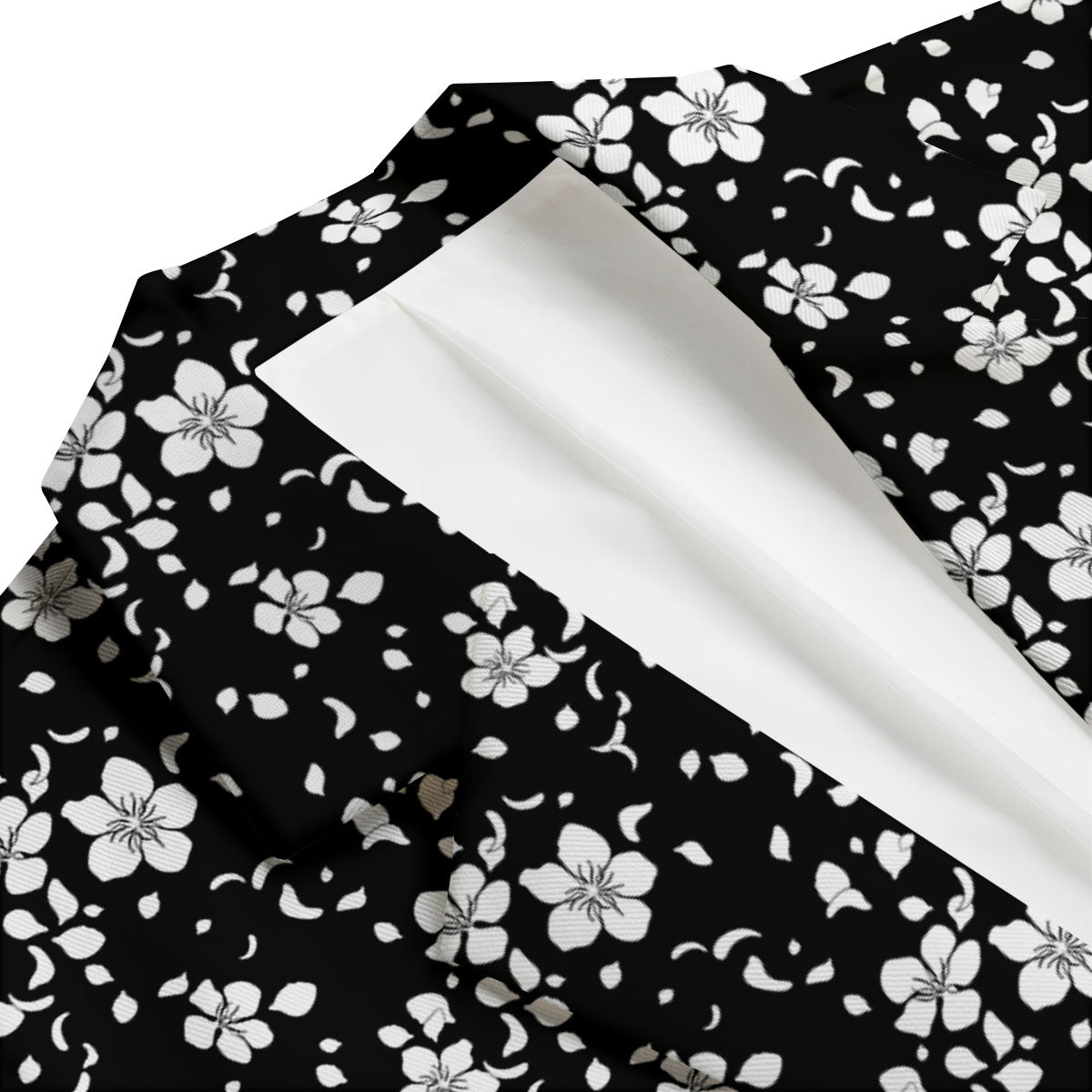 Cherry Blossom White And Black Print Men's Blazer-grizzshop