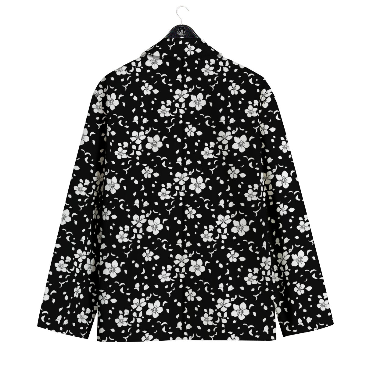 Cherry Blossom White And Black Print Men's Sport Coat-grizzshop