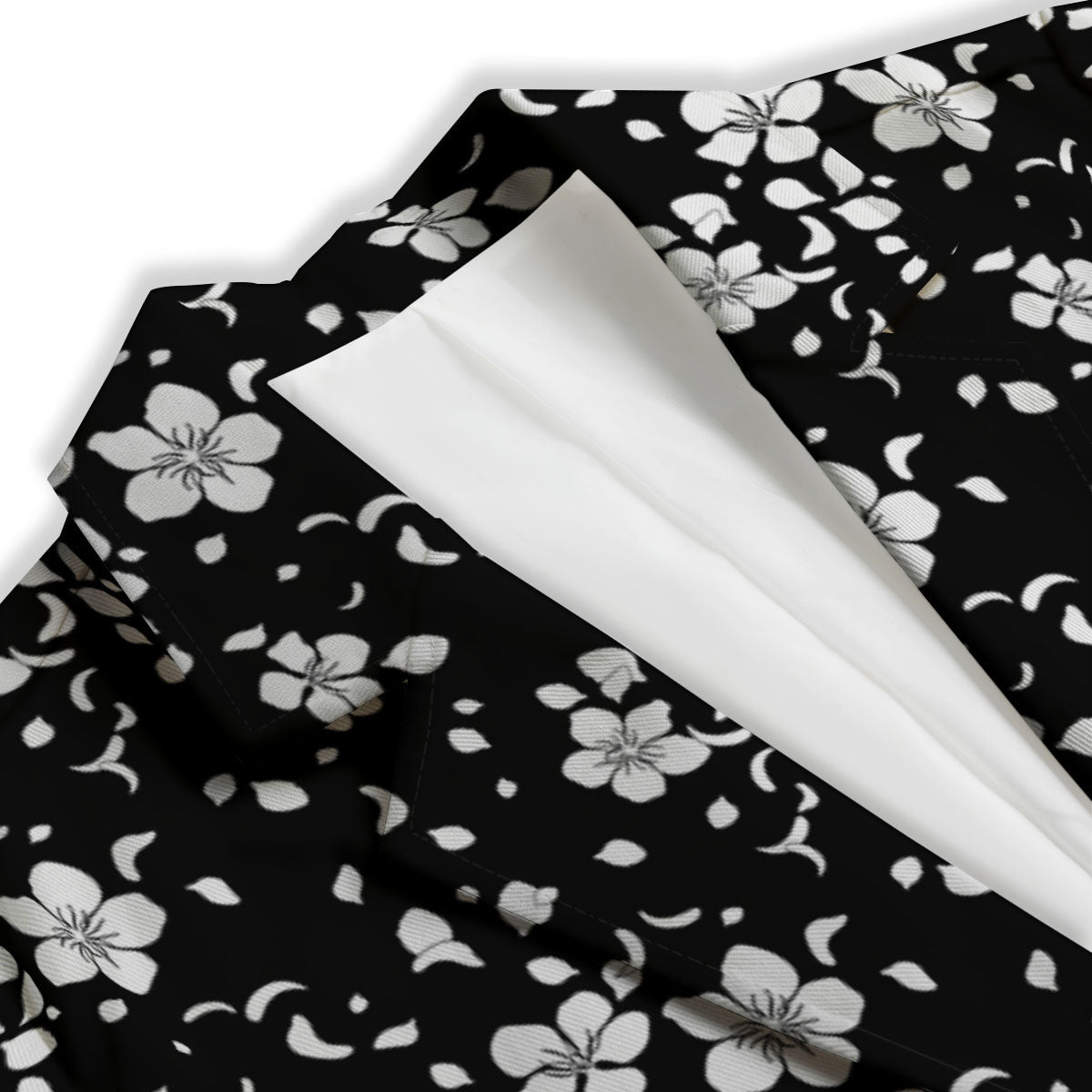 Cherry Blossom White And Black Print Women's Blazer-grizzshop