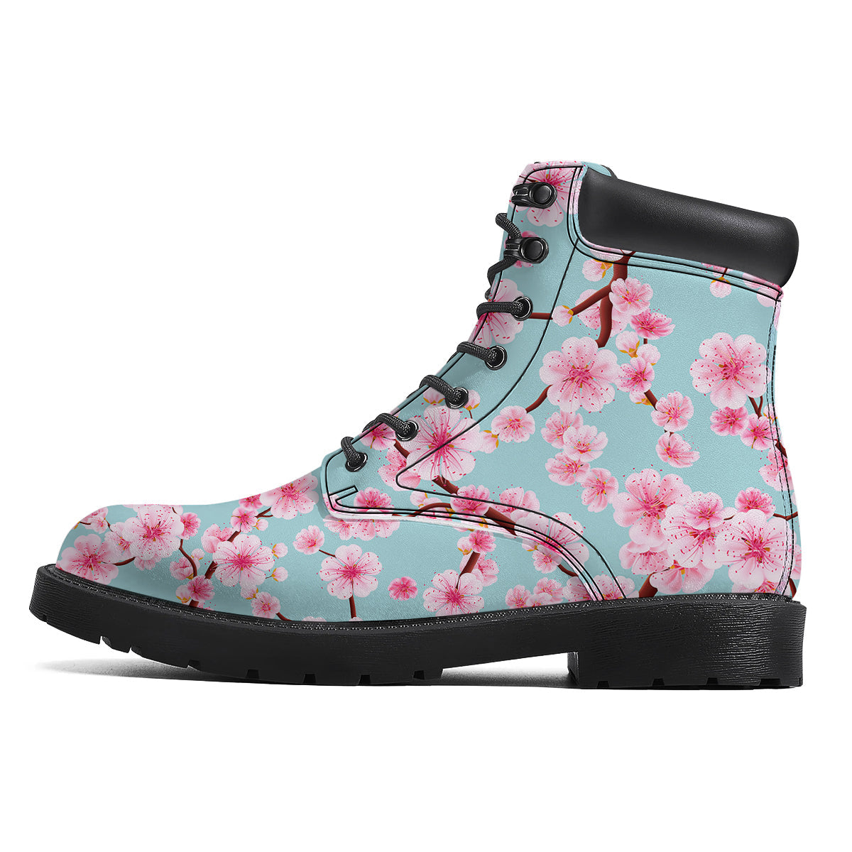 Cherry Blossom White Print Pattern Boots-grizzshop