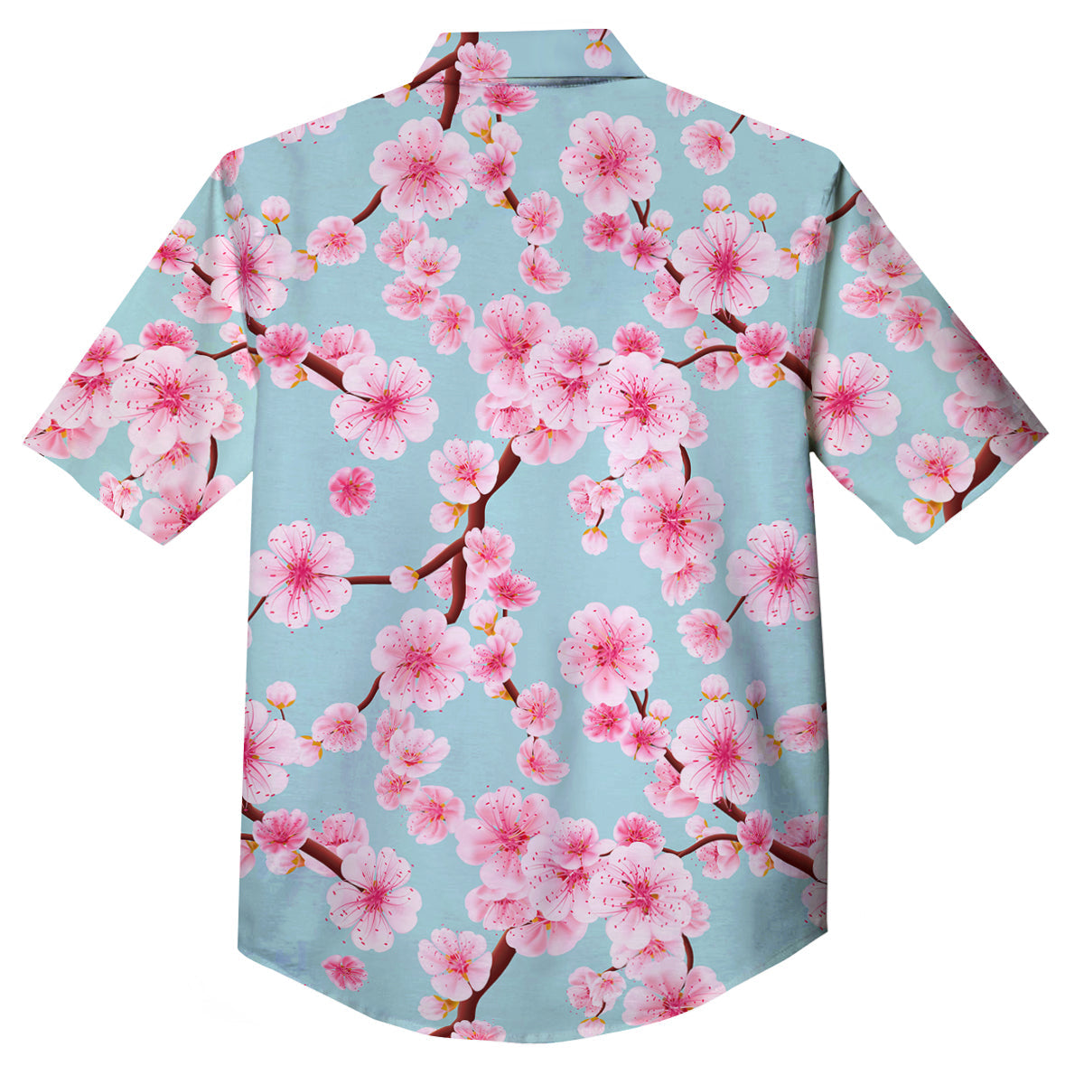 Cherry Blossom White Print Pattern Button Up Shirt-grizzshop
