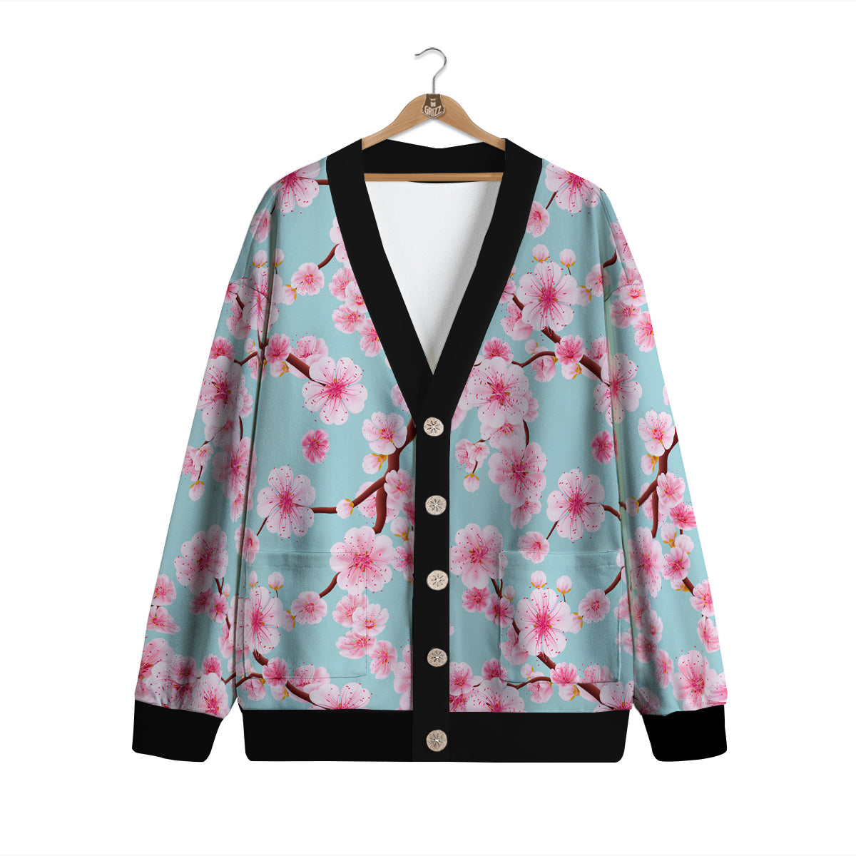 Cherry Blossom White Print Pattern Cardigan-grizzshop