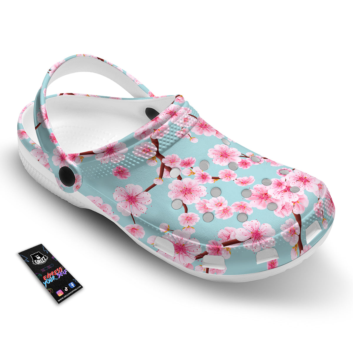 Cherry Blossom White Print Pattern Clog-grizzshop